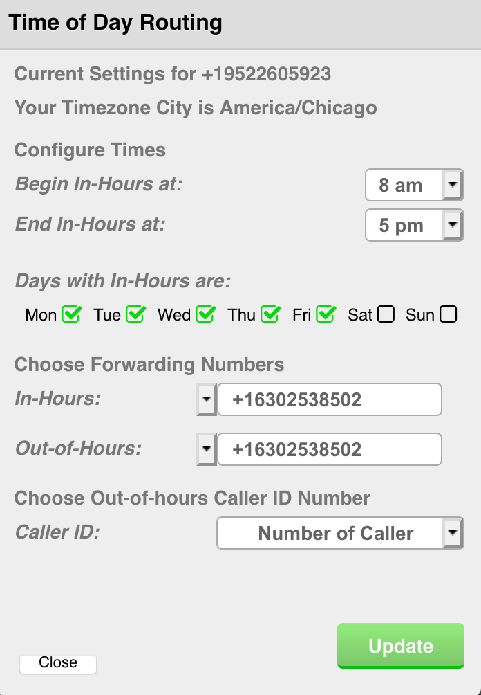 Time of Day Routing turboDial Support